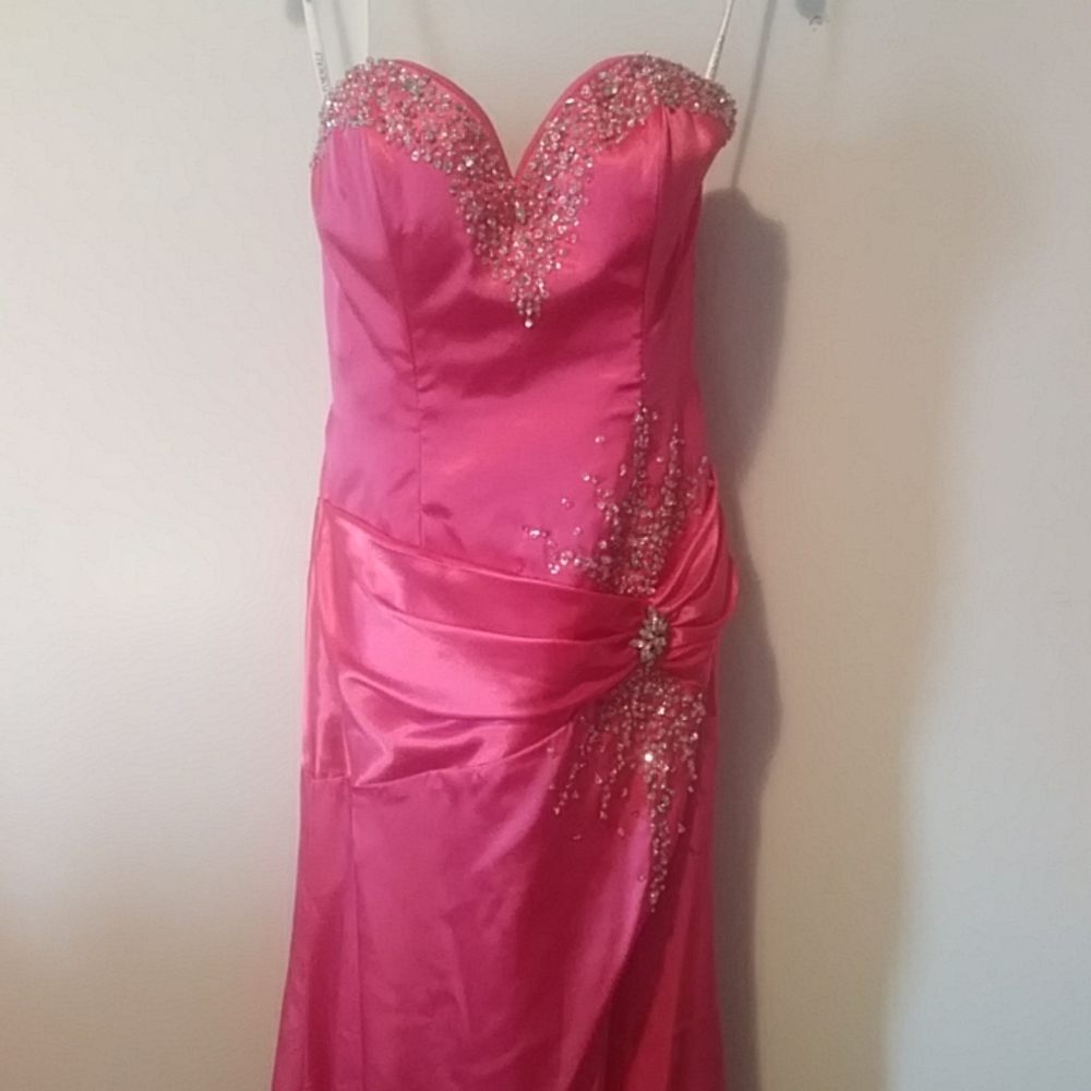 Strapless Formal Gown with Rhinestone Beading